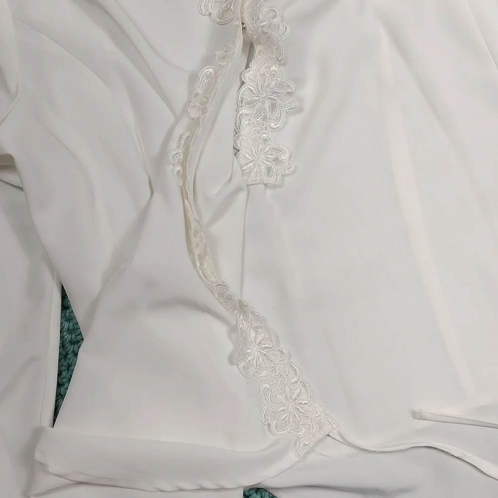 Liz Baker women's floral lace long sleeved blouse size 16 - Picture 6 of 12